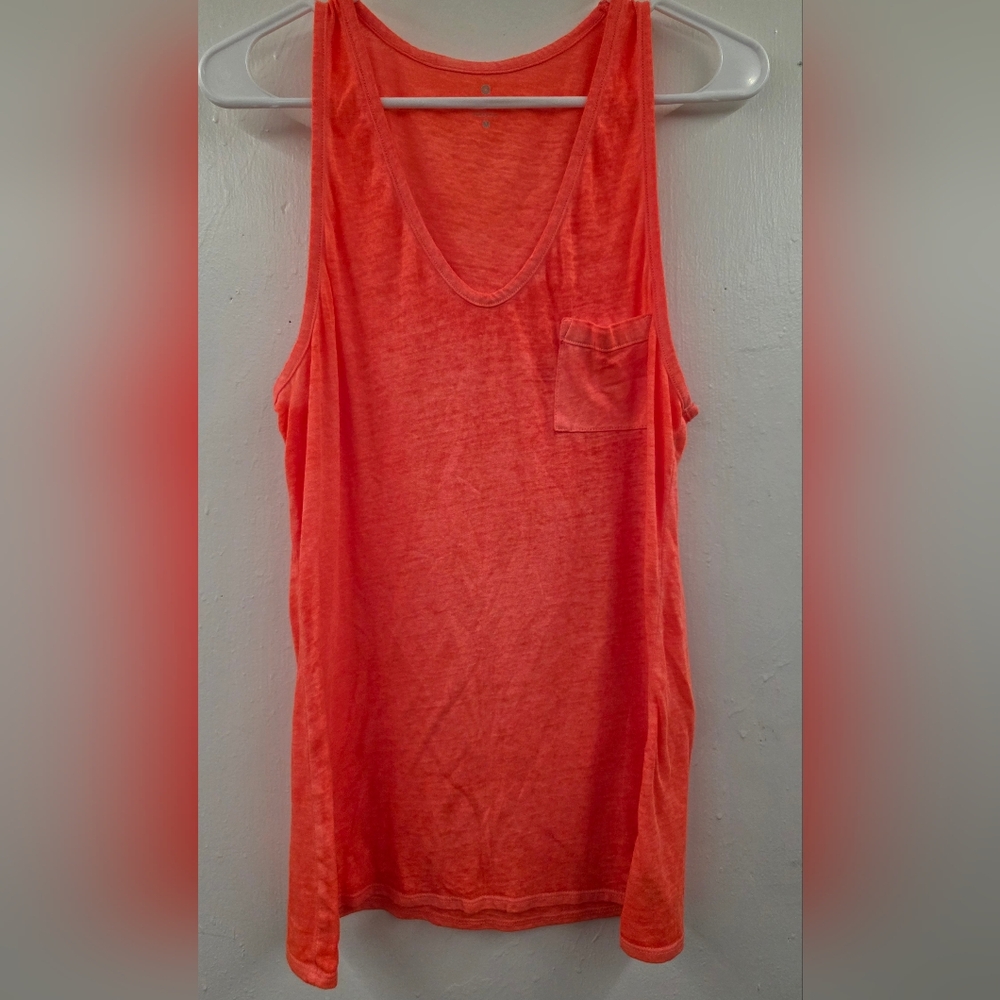 Athleta Burnout Pocket Tank Coral Orange Size M EUC